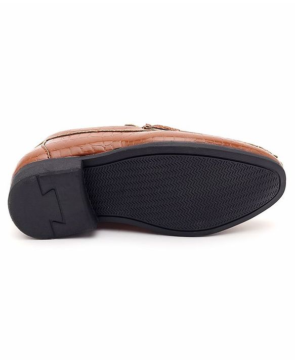 Cute Walk by Babyhug Slip On Formal Shoes Croc Skin Design with Chain Link - Brown