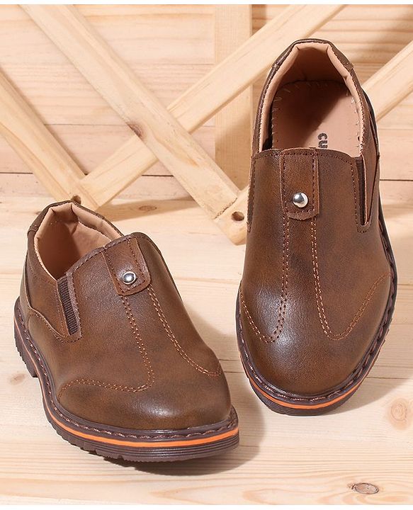 Cute Walk by Babyhug Slip On Formal Shoes Stitched Design - Brown