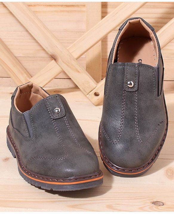 Cute Walk by Babyhug Slip On Formal Shoes Stitched Design - Grey