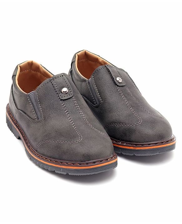 Cute Walk by Babyhug Slip On Formal Shoes Stitched Design - Grey