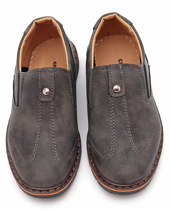 Cute Walk by Babyhug Slip On Formal Shoes Stitched Design - Grey