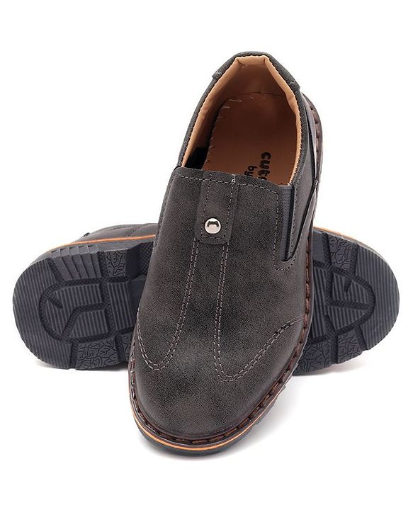 Cute Walk by Babyhug Slip On Formal Shoes Stitched Design - Grey
