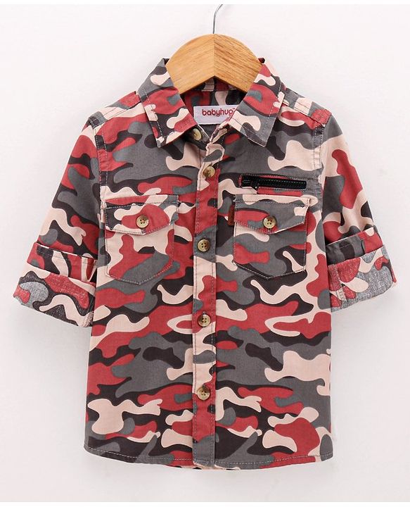 Babyhug Full Sleeves Printed Shirt - Khaki