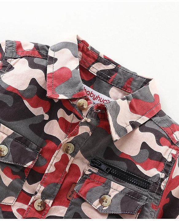 Babyhug Full Sleeves Printed Shirt - Khaki