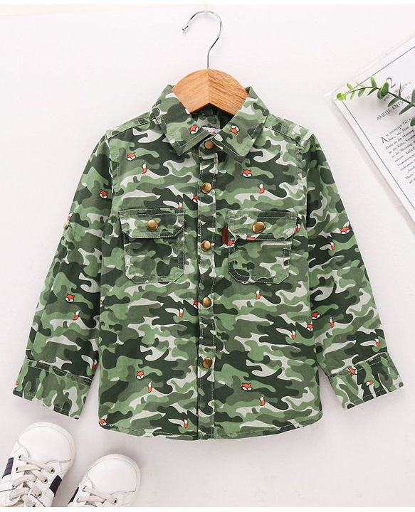 Babyhug Full  Sleeves Printed Shirt - Green