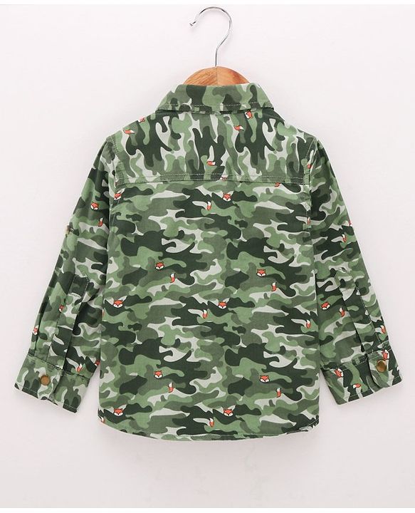 Babyhug Full  Sleeves Printed Shirt - Green
