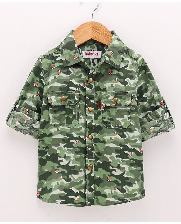 Babyhug Full  Sleeves Printed Shirt - Green