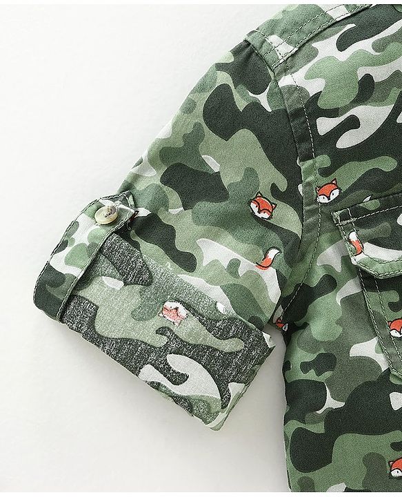 Babyhug Full  Sleeves Printed Shirt - Green
