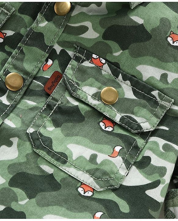 Babyhug Full  Sleeves Printed Shirt - Green