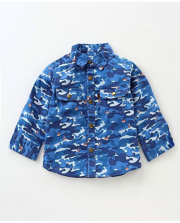 Babyhug Full  Sleeves Printed Shirt - Blue