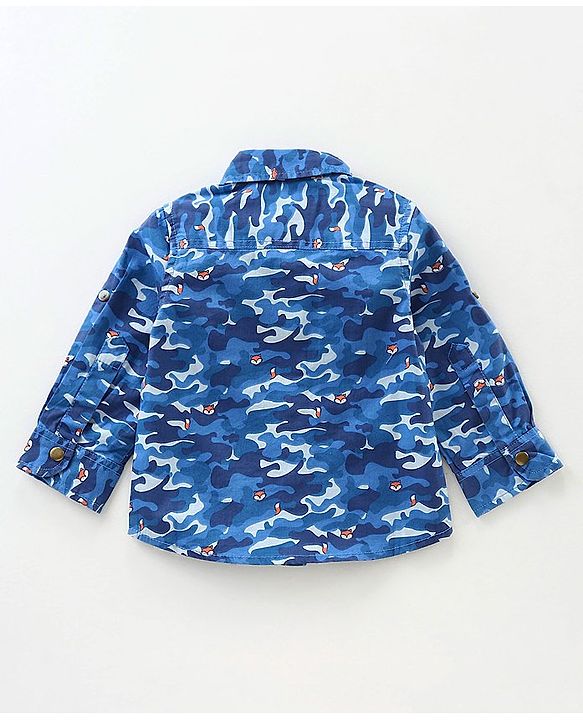 Babyhug Full  Sleeves Printed Shirt - Blue