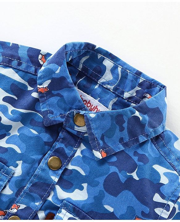 Babyhug Full  Sleeves Printed Shirt - Blue