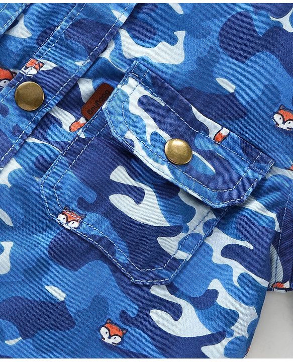 Babyhug Full  Sleeves Printed Shirt - Blue