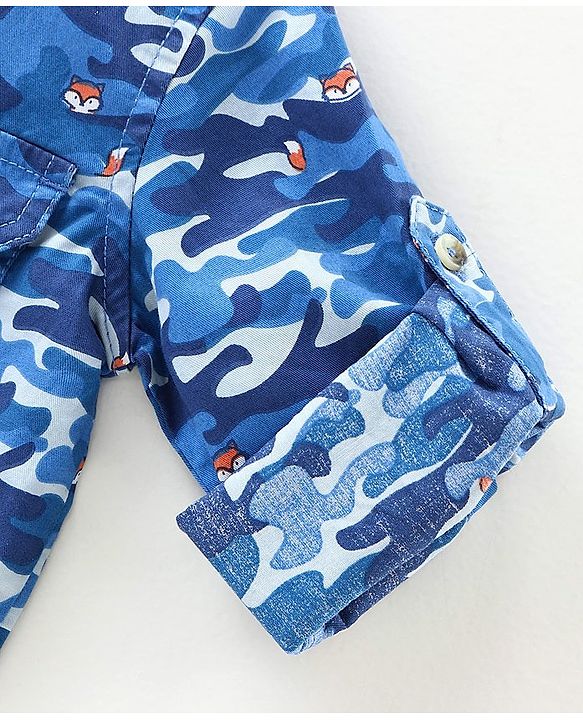 Babyhug Full  Sleeves Printed Shirt - Blue