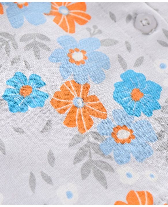 Babyhug Singlet Printed Tee With Frill Detailing - Grey