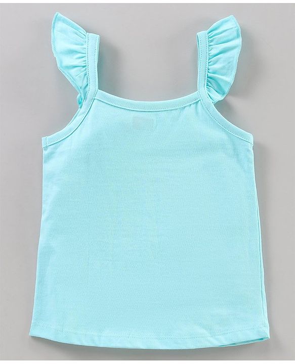 Babyhug Flutter Sleeves Top Kitty Print - Light Blue