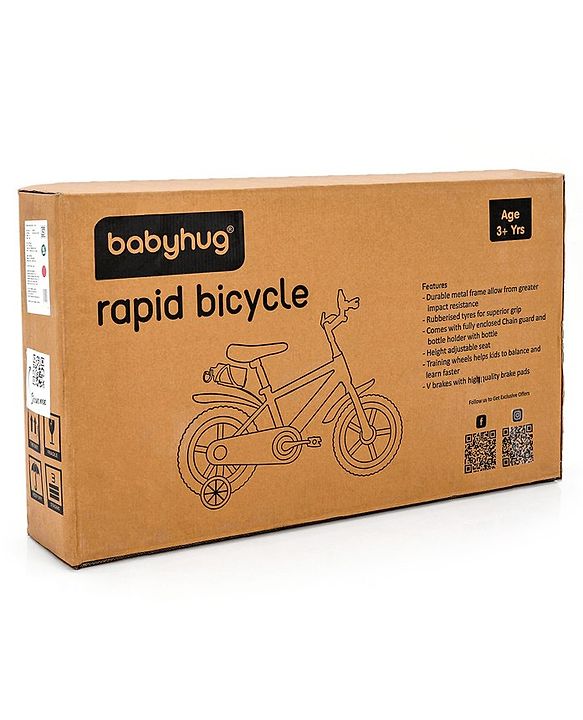 Babyhug Rapid Bicycle With Bell Red Black - 14 Inches