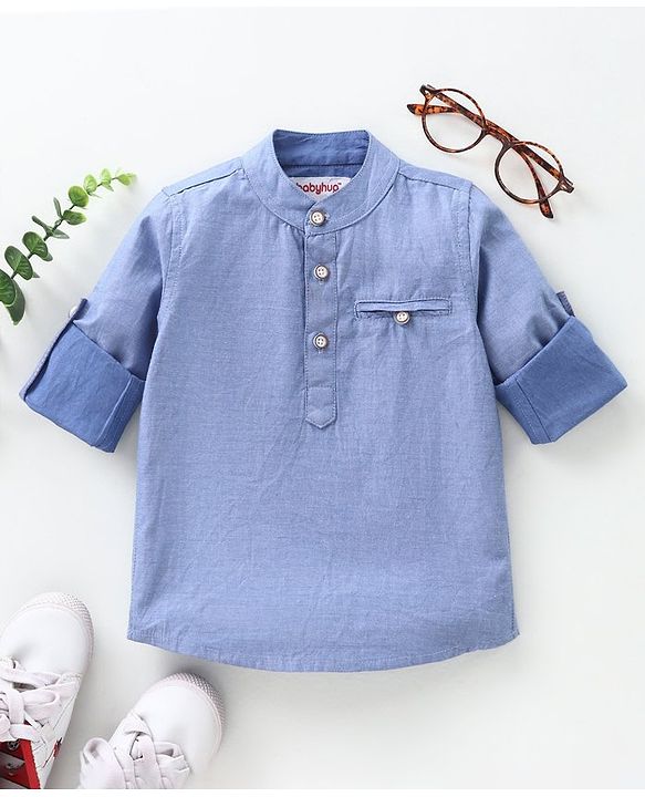 Babyhug Full Sleeves Solid Shirt - Blue
