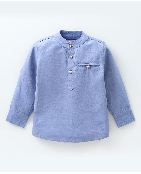 Babyhug Full Sleeves Solid Shirt - Blue