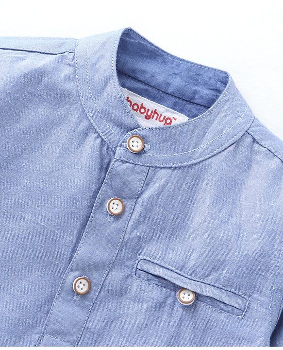 Babyhug Full Sleeves Solid Shirt - Blue
