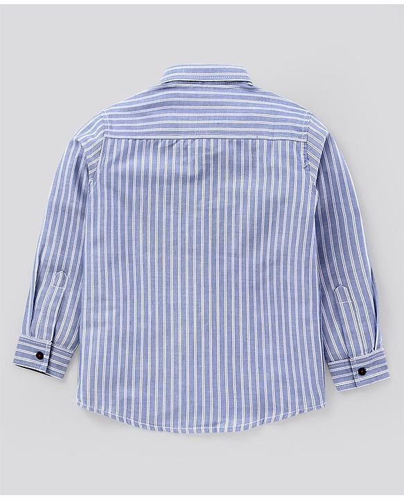 Pine Kids Full Sleeves Striped Shirt Softener Wash - Grey White