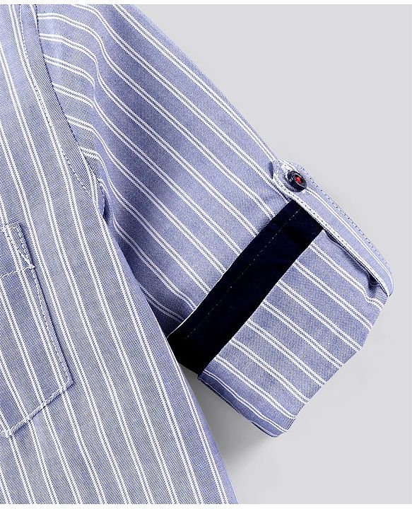 Pine Kids Full Sleeves Striped Shirt Softener Wash - Grey White