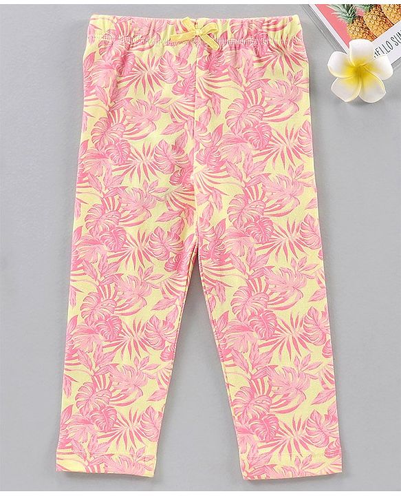 Babyhug Knit Full Length Leggings All Over Print - Pink