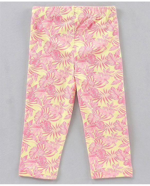 Babyhug Knit Full Length Leggings All Over Print - Pink