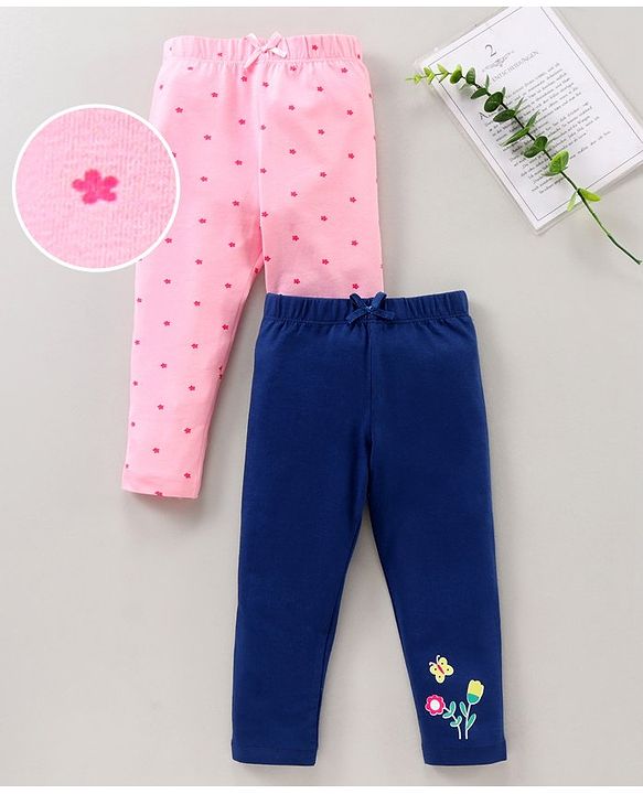 Babyhug Full Length All Over Print Leggings Pack of 2 - Multicolor