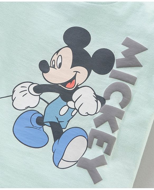 Babyhug Half Sleeves T-Shirt Mickey Print - Light Green