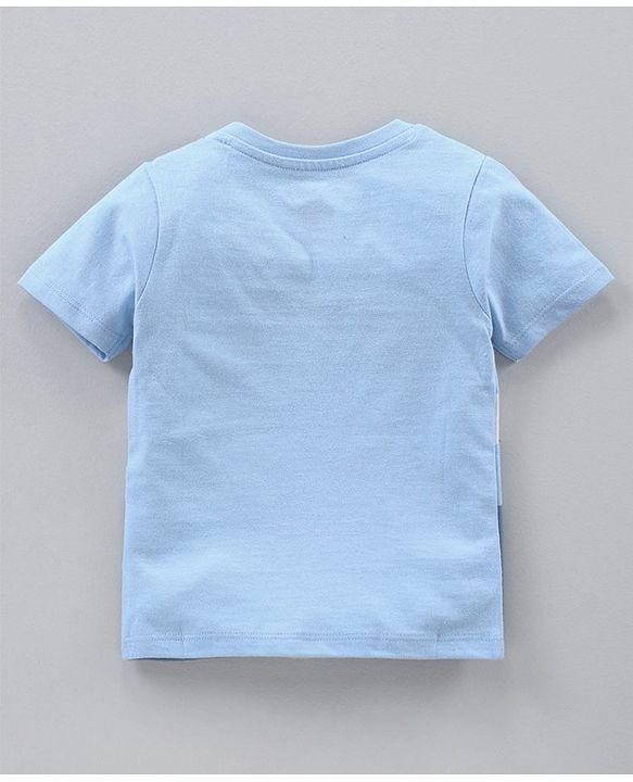 Babyhug Half Sleeves Tee Mickey Mouse Print - Sky Blue