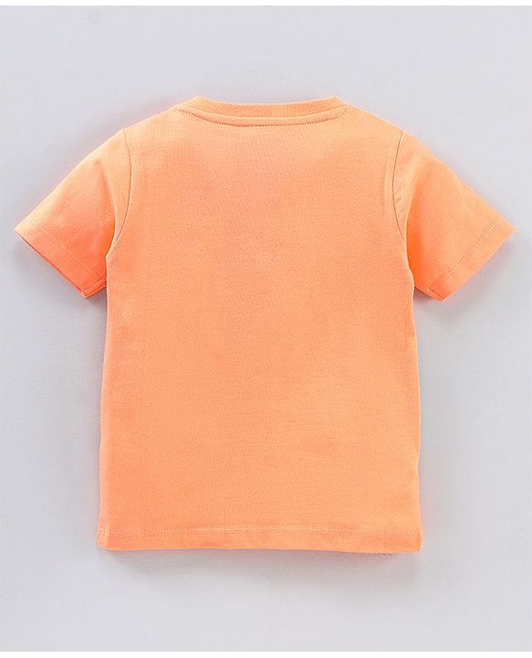 Babyhug Half Sleeves T-Shirts Micky Mouse Print - Light Orange