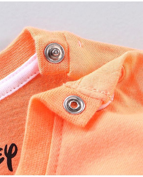 Babyhug Half Sleeves T-Shirts Micky Mouse Print - Light Orange