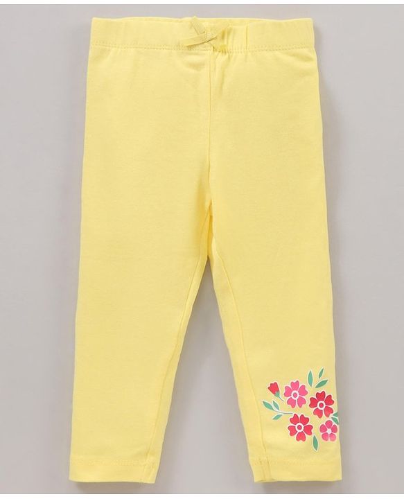 Babyhug Cotton Lycra Full Length Leggings Printed & Stripes Pack of 3 - Yellow Pink Green