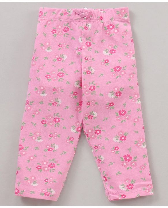 Babyhug Cotton Lycra Full Length Leggings Printed & Stripes Pack of 3 - Yellow Pink Green