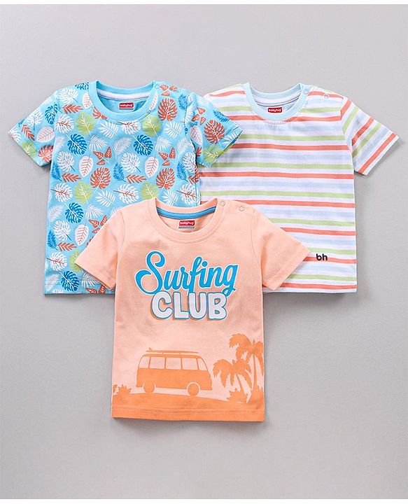 Babyhug Half Sleeves Printed T-Shirts Pack of 3 - Multicolor