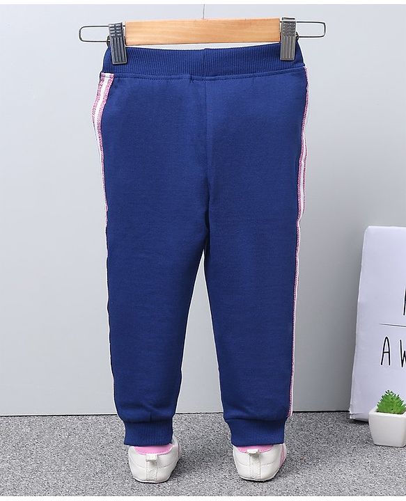 Babyhug Knit Full Length Lounge Pant Text Print - Navy