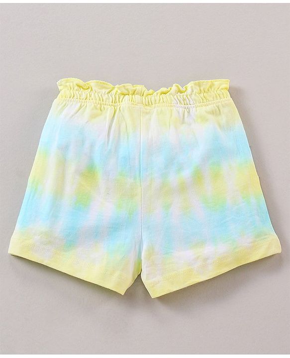 Babyhug Above Knee Length Shorts With Bow - Blue Yellow