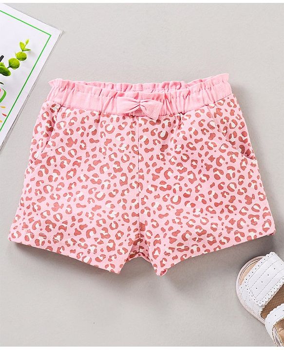 Babyhug Above Knee Length Shorts With Bow - Pink