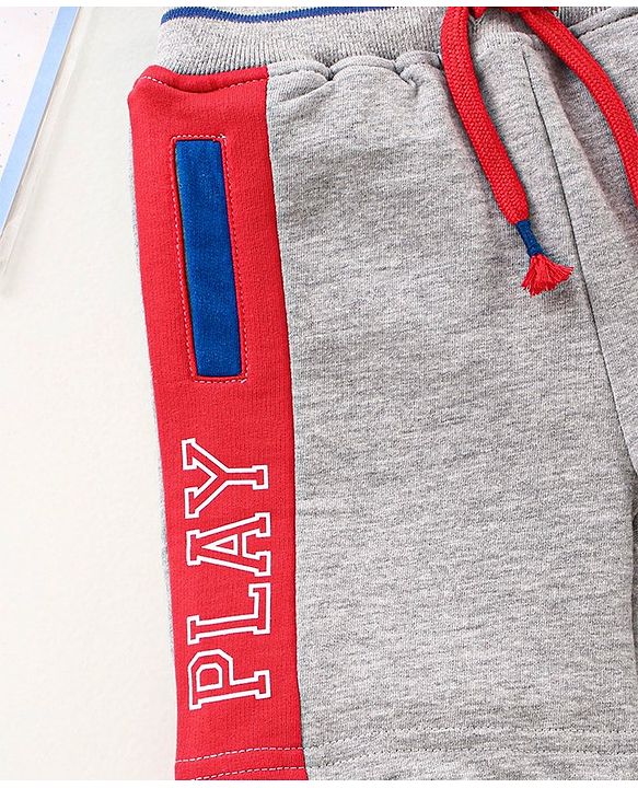 Babyhug Mid Thigh Shorts Football Print - Grey