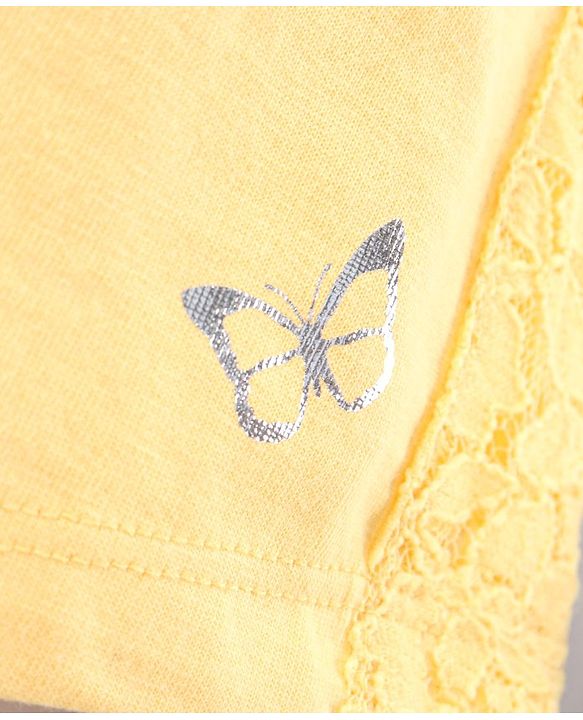 Babyhug Cotton Shorts Butterfly Print - Yellow