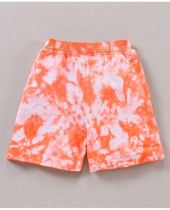 Babyhug Knee Length Shorts California Tie and Die Print - Orange
