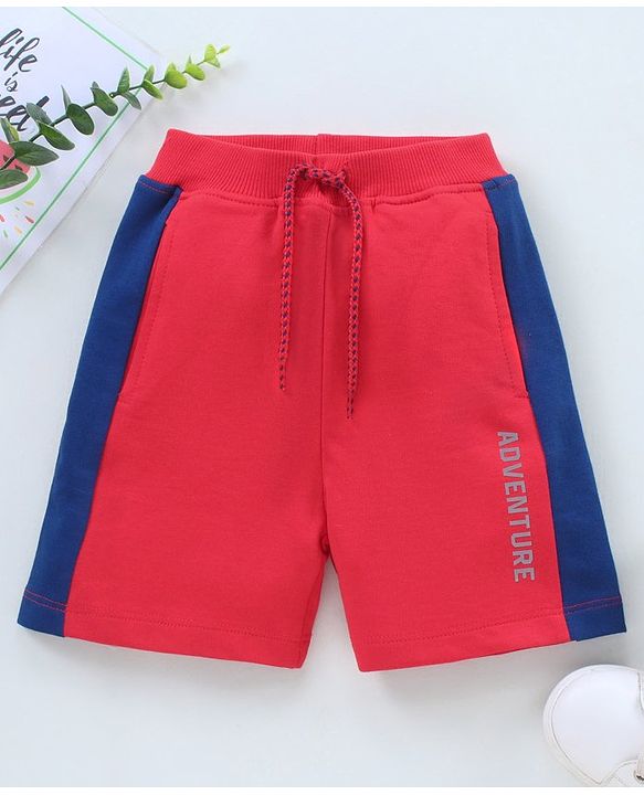 Babyhug Cotton Shorts Text Print - Red