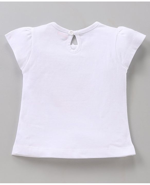 Babyhug Cap Sleeves Night Suit Carrot Print - White Peach