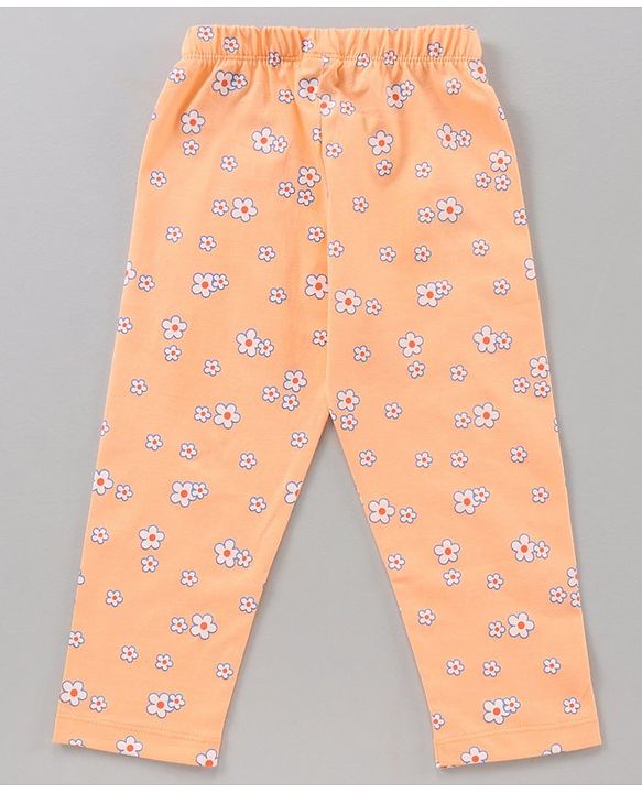 Babyhug Cap Sleeves Night Suit Carrot Print - White Peach