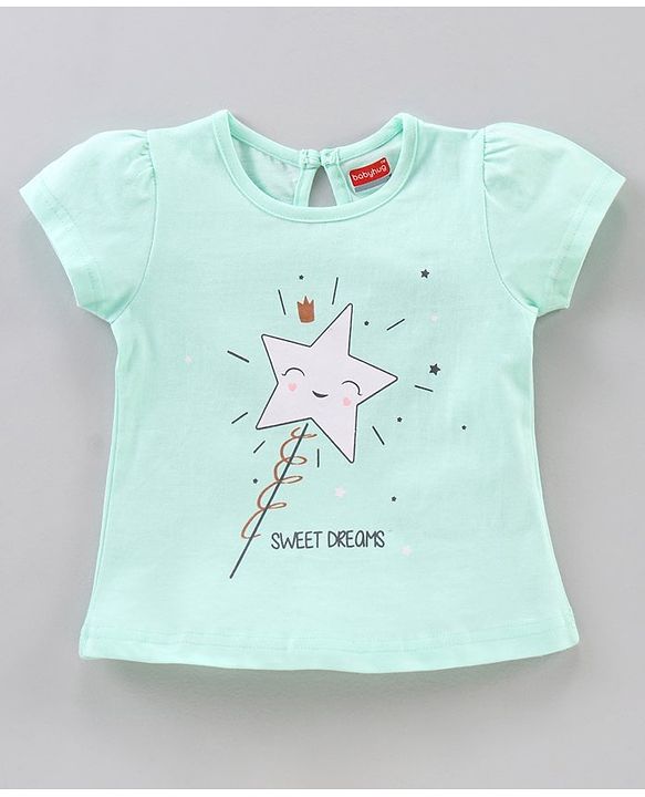 Babyhug Half Sleeves Capri Length Cotton Night Suit Star Print - Blue