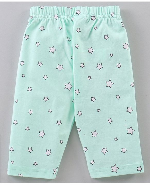 Babyhug Half Sleeves Capri Length Cotton Night Suit Star Print - Blue