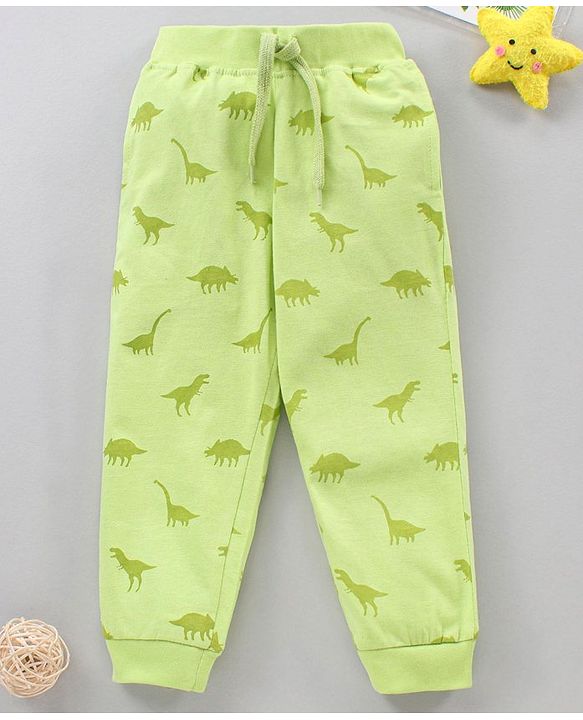 Babyhug Full Length Lounge Pants Dinosaurs Print - Green