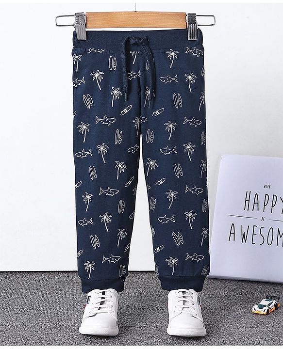 Babyhug Full Length Lounge Pant Multi Print - Navy