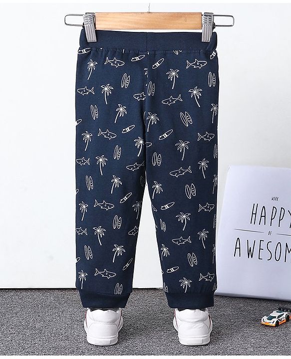 Babyhug Full Length Lounge Pant Multi Print - Navy
